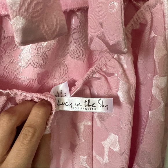 Lucy in the Sky Floral Jacquard Fit and Flare Dress in Pink - Picture 6 of 8